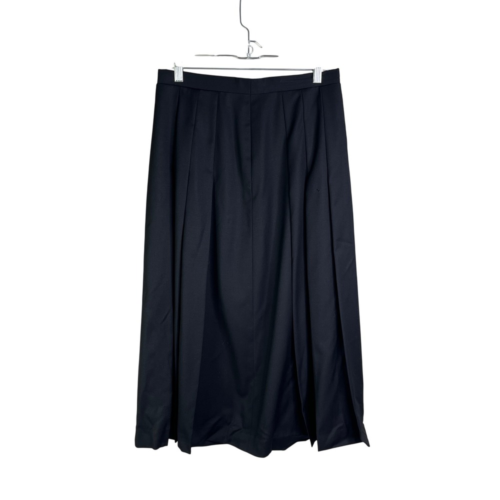 Vintage Skirt Pleated Italy Midi Wool Dark Academia Quiet Luxury Corporate Goth - Picture 2 of 11